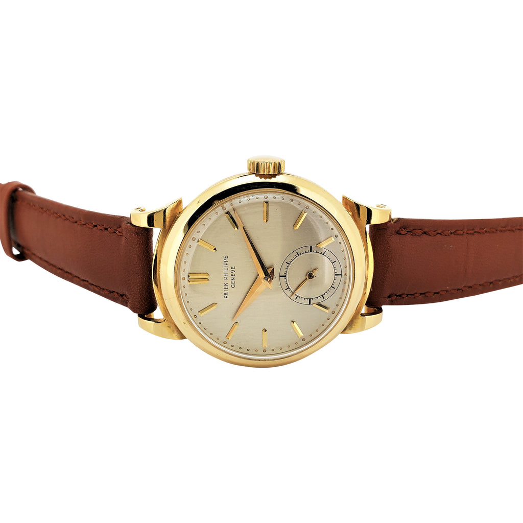 Patek Philippe 1491J Vintage Yellow Gold Scroll Lugs Calatrava Watch Circa 1952