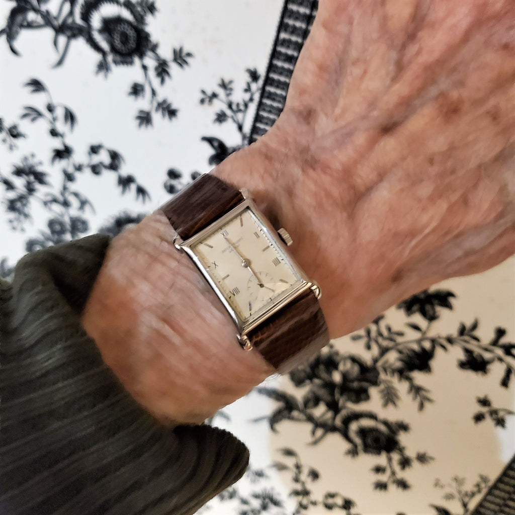 Patek Philippe 1530A Vintage Stainless Steel Rectangular Watch with Tear Drop Lugs, Circa 1948