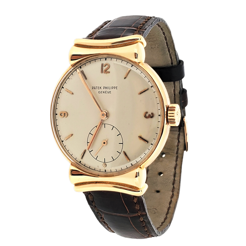 Patek Philippe 1585 Vintage Rose Gold Calatrava Watch with hooded lugs Circa. 1954