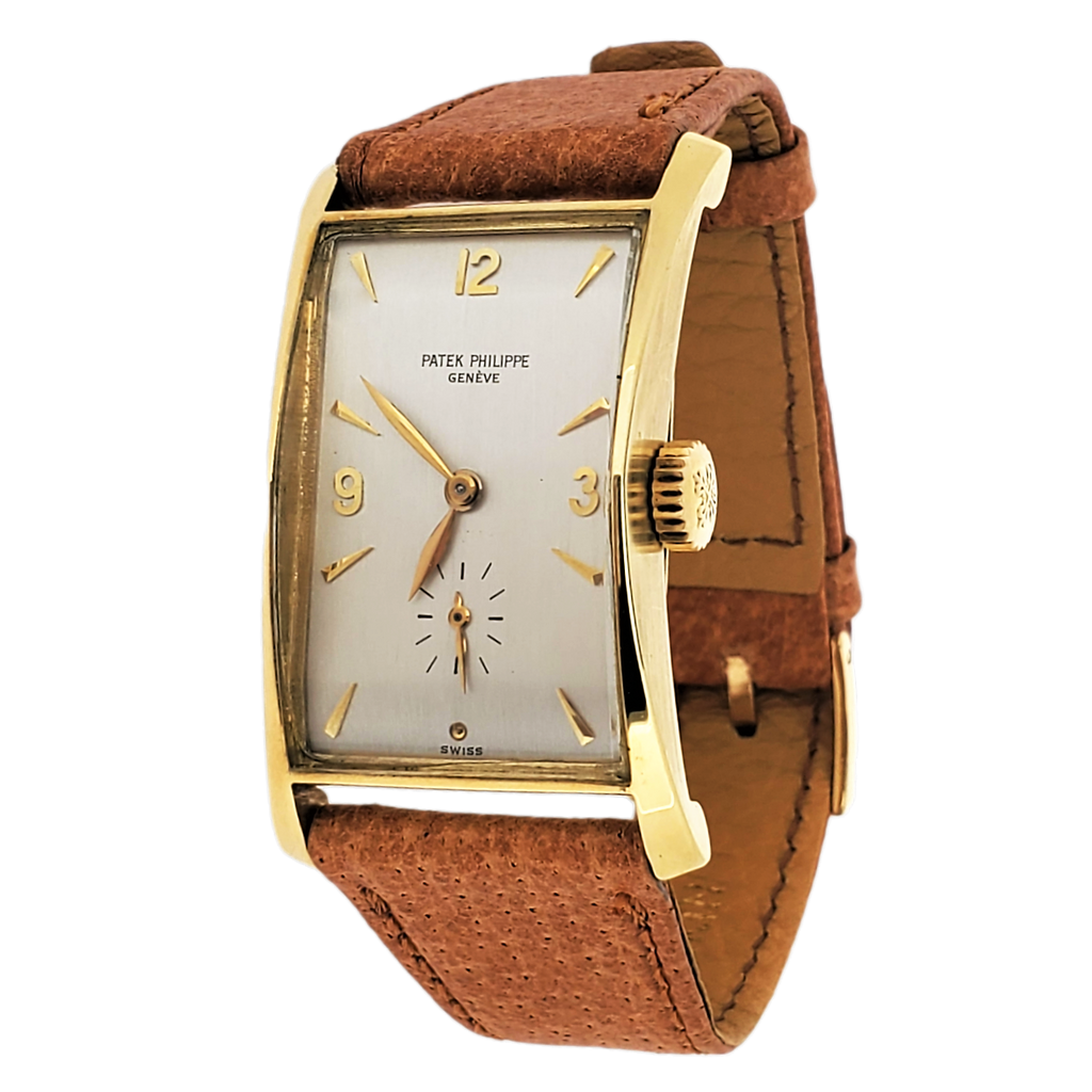 Patek Philippe 1593J Vintage Iconic Design "Hour Glass" Rectangular watch Circa 1954