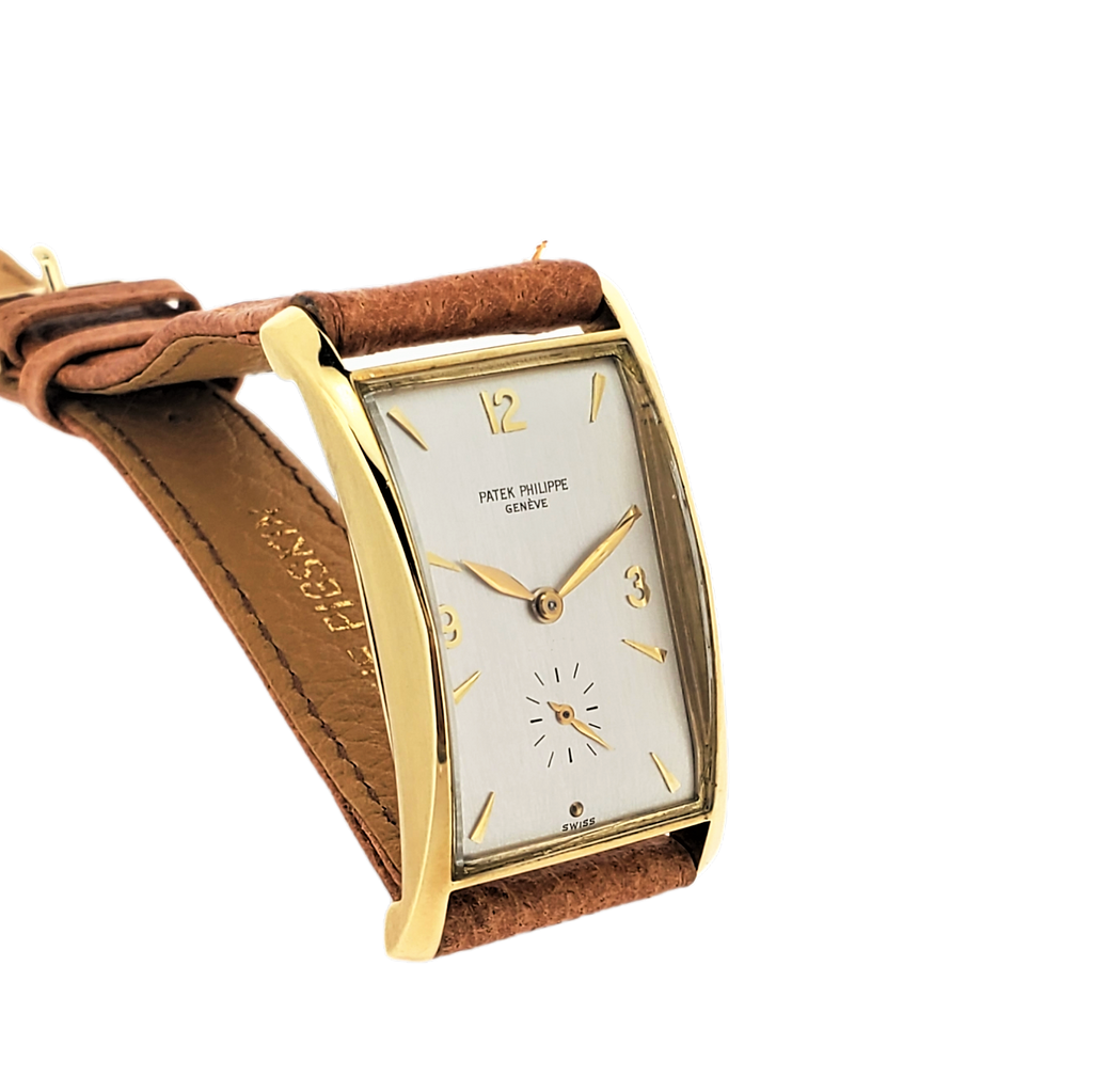 Patek Philippe 1593J Vintage Iconic Design "Hour Glass" Rectangular watch Circa 1954