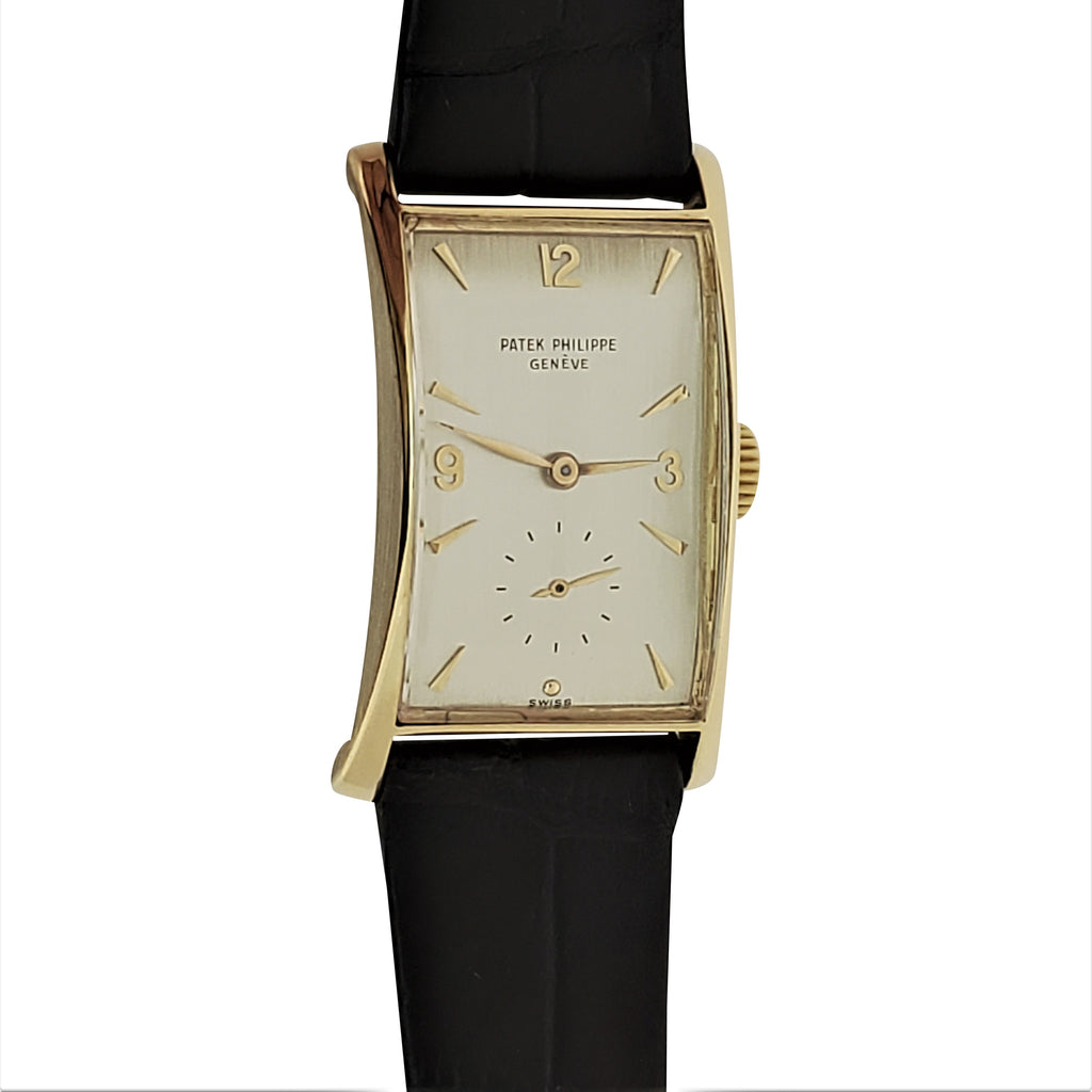 Patek Philippe 1593J Vintage Iconic Design "Hour Glass" Rectangular watch circa 1955
