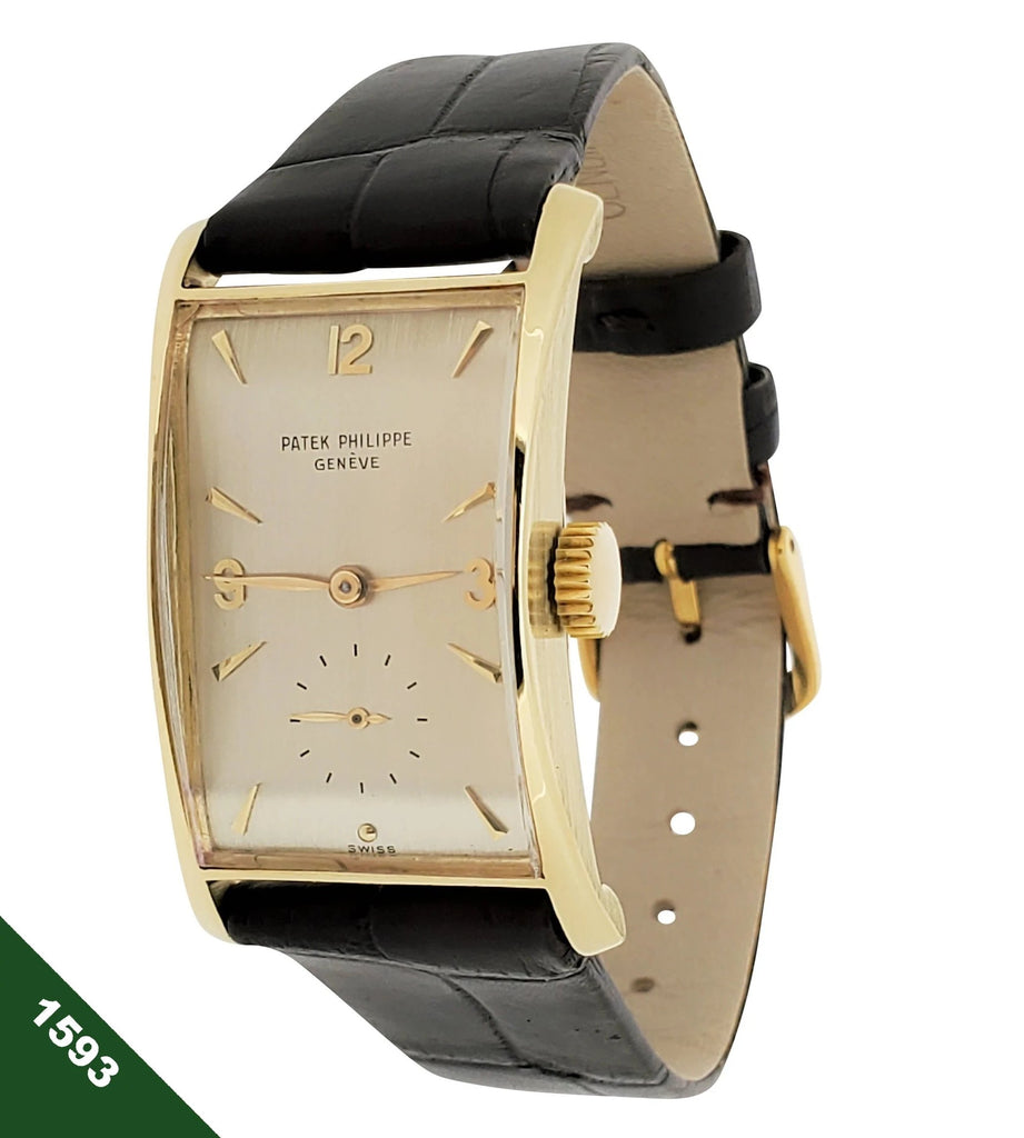 Patek Philippe 1593J Vintage Iconic Design "Hour Glass" Rectangular watch circa 1955