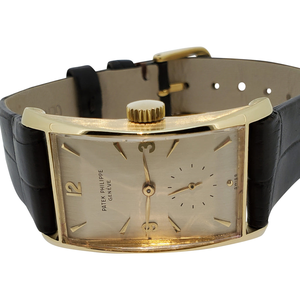 Patek Philippe 1593J Vintage Iconic Design "Hour Glass" Rectangular watch circa 1955