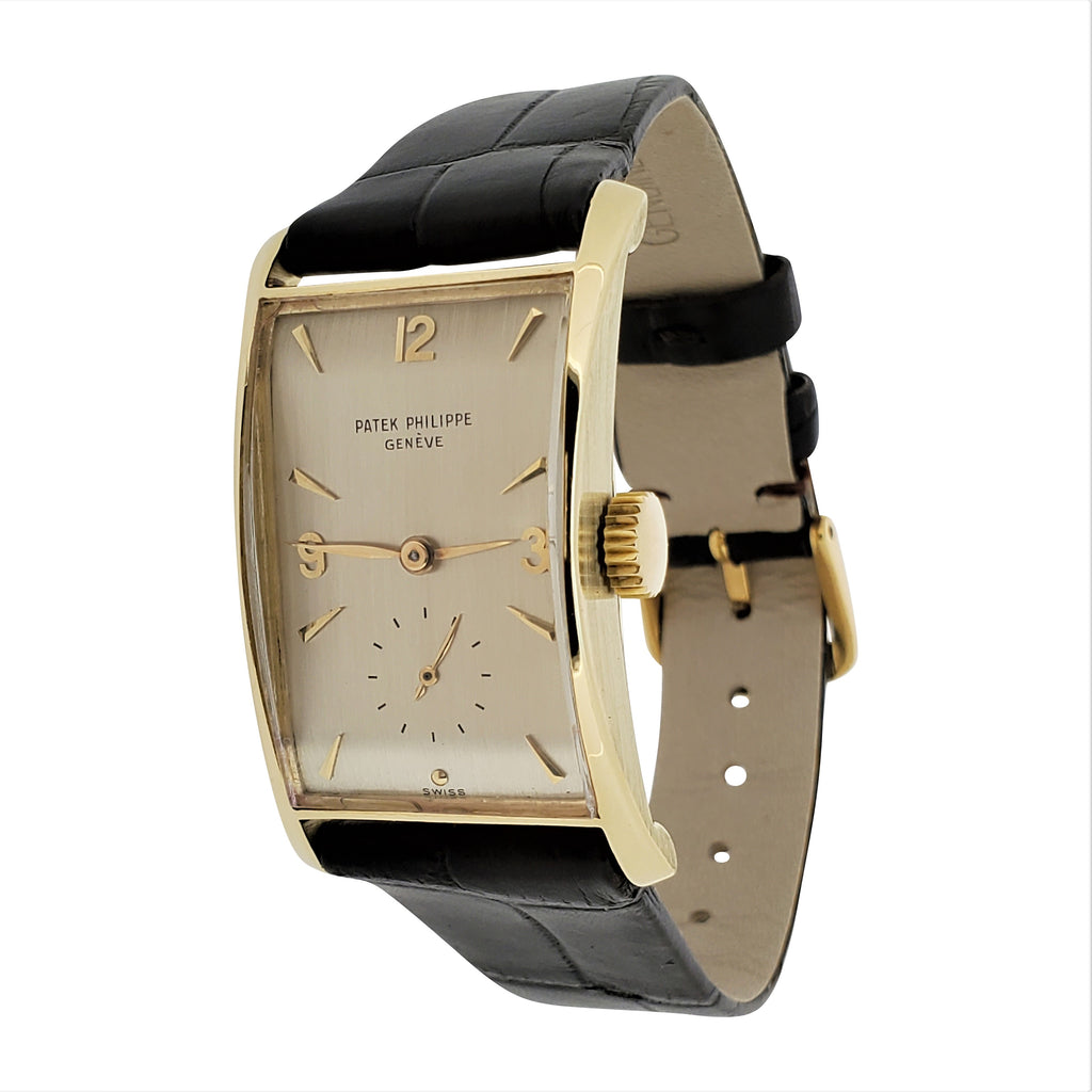 Patek Philippe 1593J Vintage Iconic Design "Hour Glass" Rectangular watch circa 1955