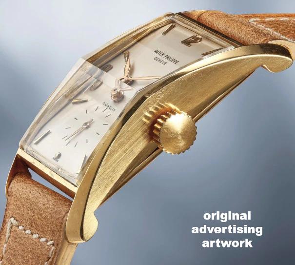Patek Philippe 1593J Vintage Iconic Design "Hour Glass" Rectangular watch Circa 1954