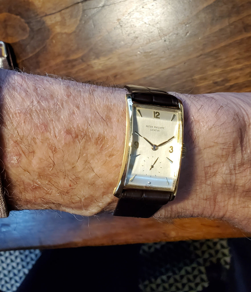 Patek Philippe 1593J Vintage Iconic Design "Hour Glass" Rectangular watch circa 1955