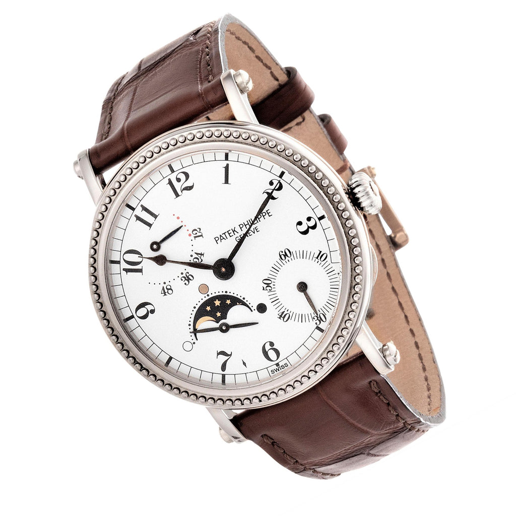 Patek Philippe 5015G Officers Case White Gold Complicated Watch circa 1997