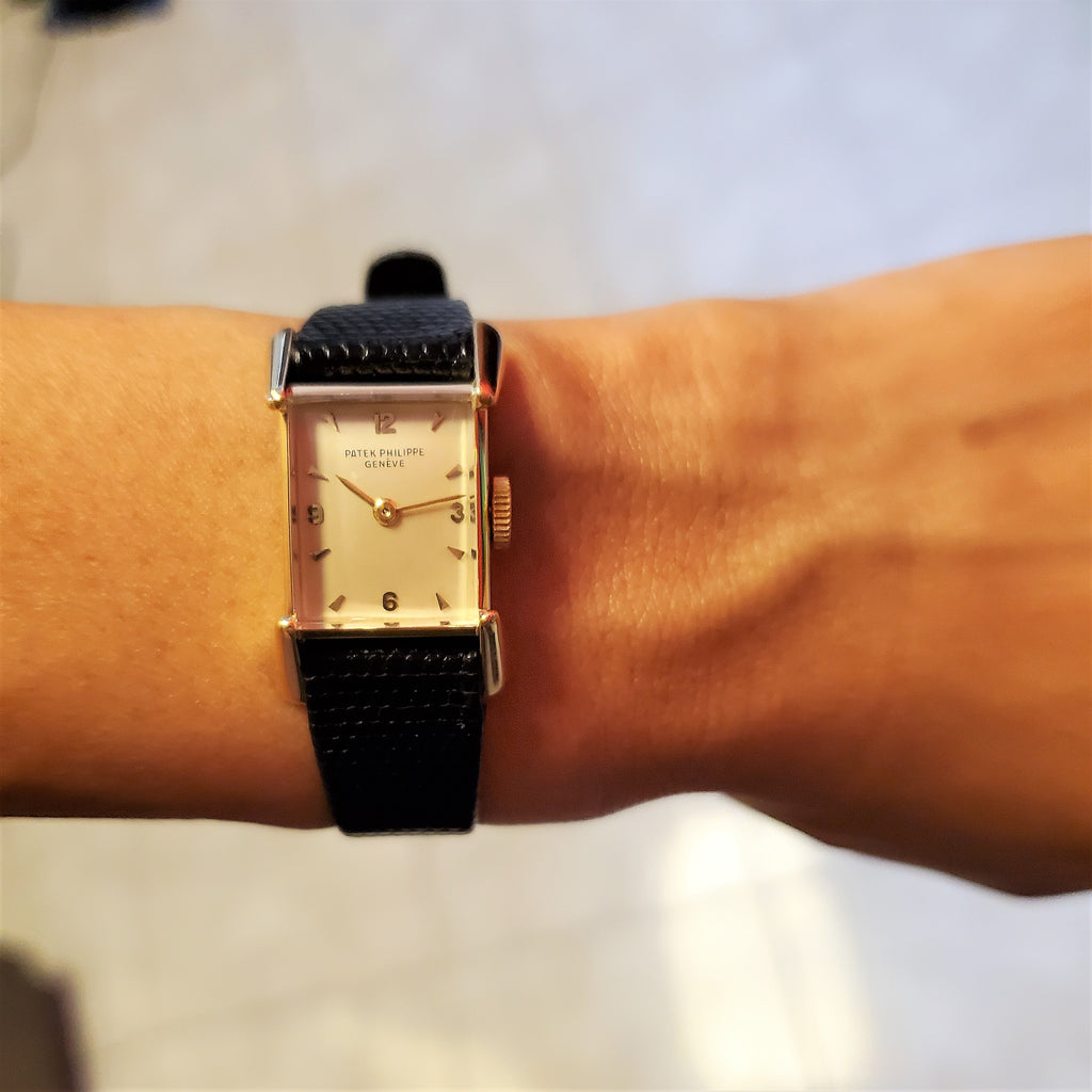 Patek Philippe 2279J Ladies Vintage Rectangular Watch With Rare Conical Luga Circa 1955