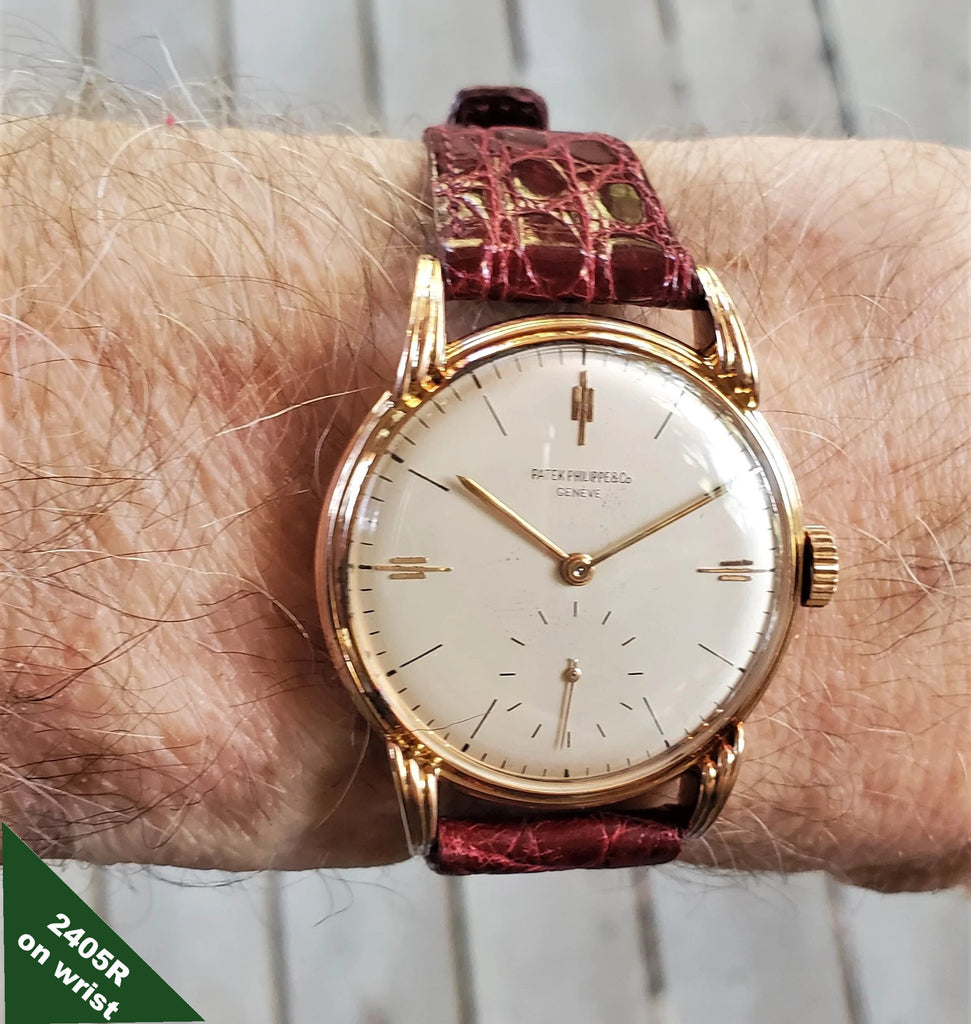 Patek Philippe 2405R Calatrava 35mm, with fluted case and down turned lugs, Circa 1948