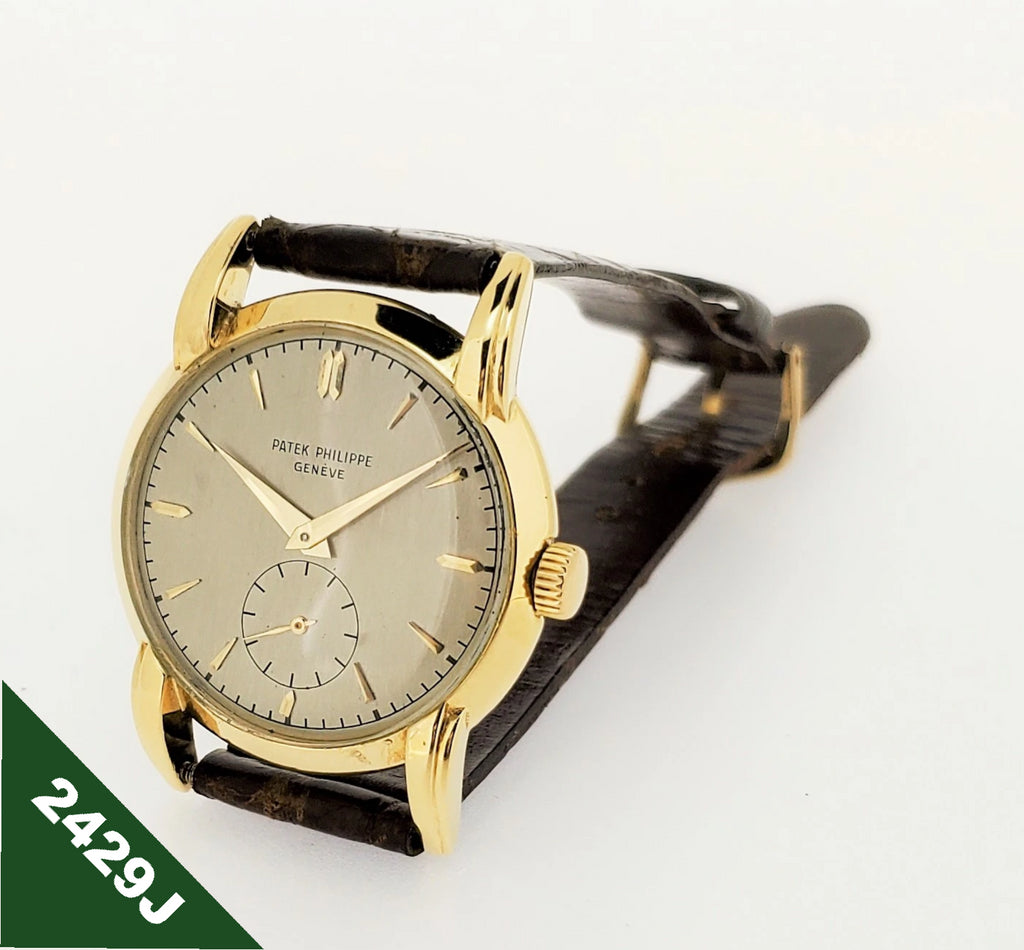 Patek Philippe 2429J Vintage Unusual Large Curved Claw Lugs in Yellow Gold Circa 1948