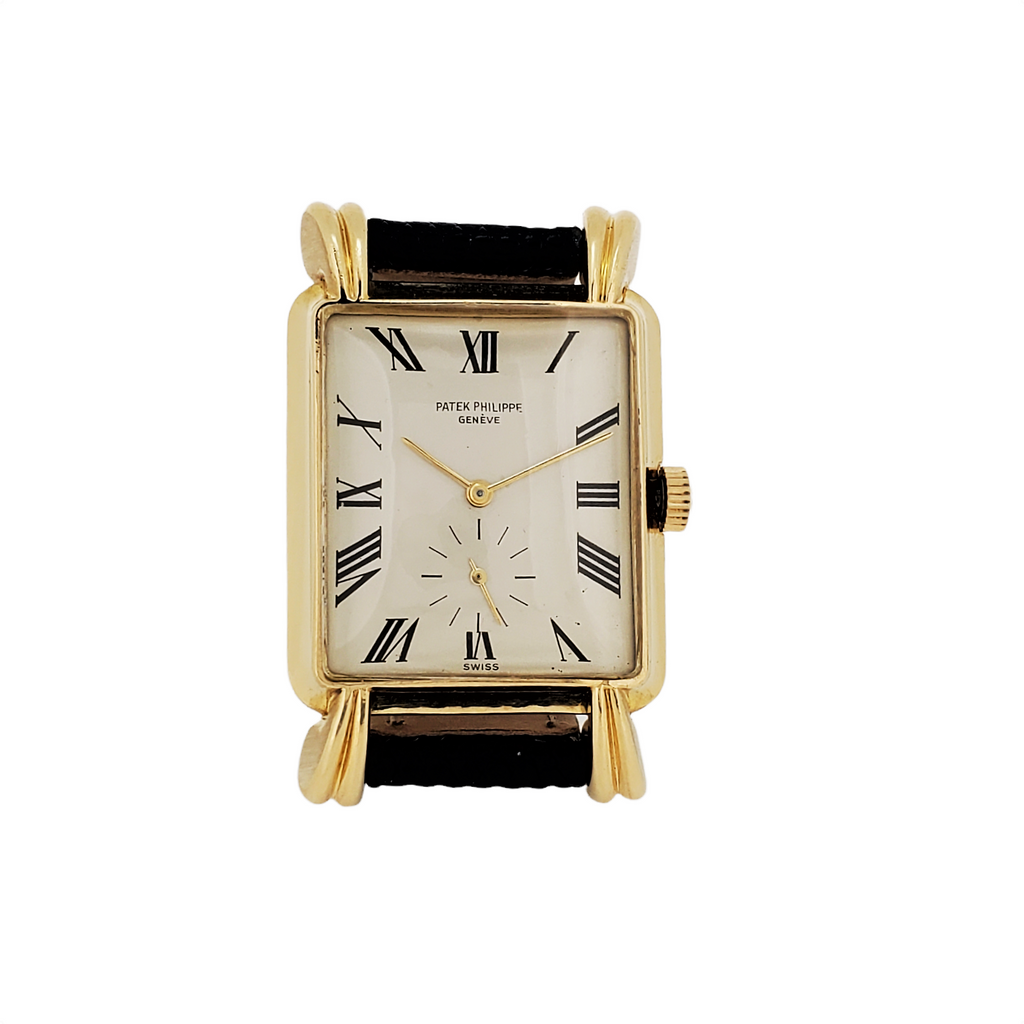 Patek Philippe 2440J,  Massive rectangular shaped case large flared fluted lugs Circa 1949-50