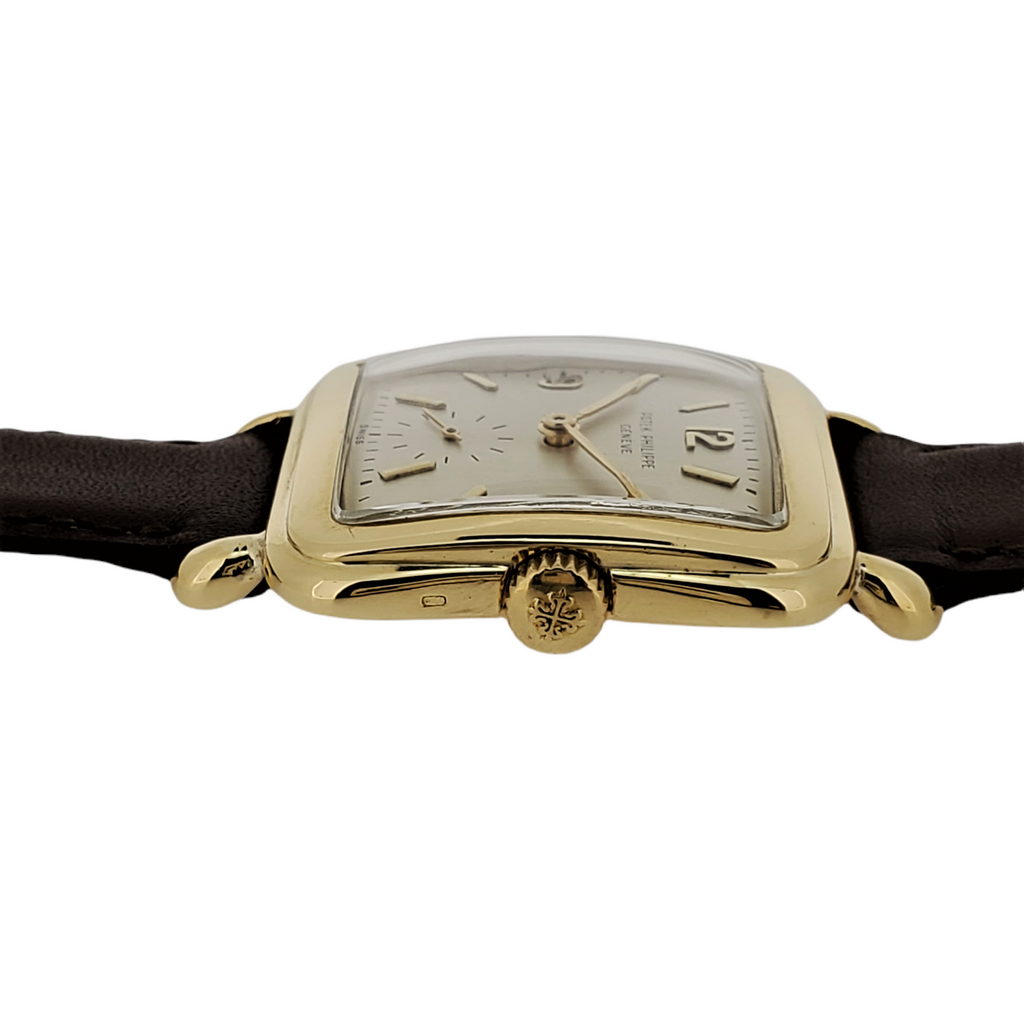 Patek Philippe 2493J-An oversized Cushion shaped case with tear drop lugs; Circa 1950