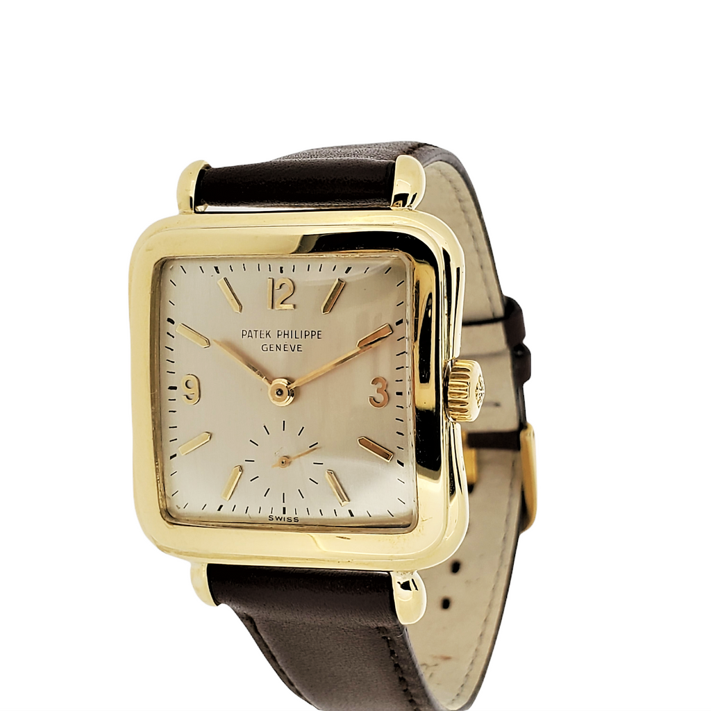 Patek Philippe 2493J-An oversized Cushion shaped case with tear drop lugs; Circa 1950