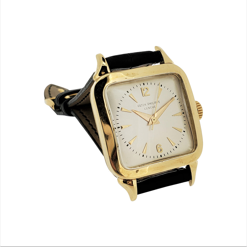 Patek Philippe 2514; square cushion curved shaped watch with Bookend Lugs; Circa 1951