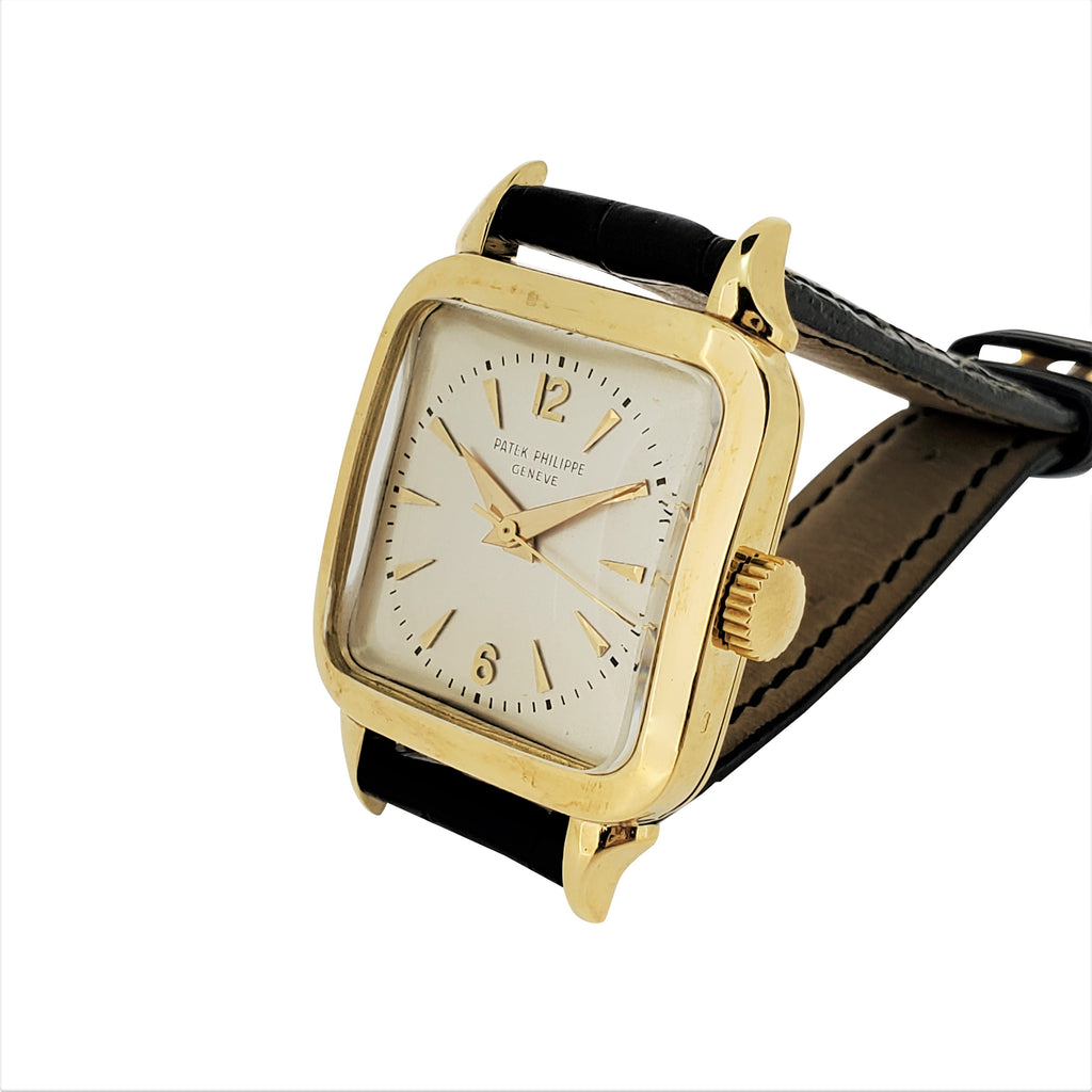 Patek Philippe 2514; square cushion curved shaped watch with Bookend Lugs; Circa 1951
