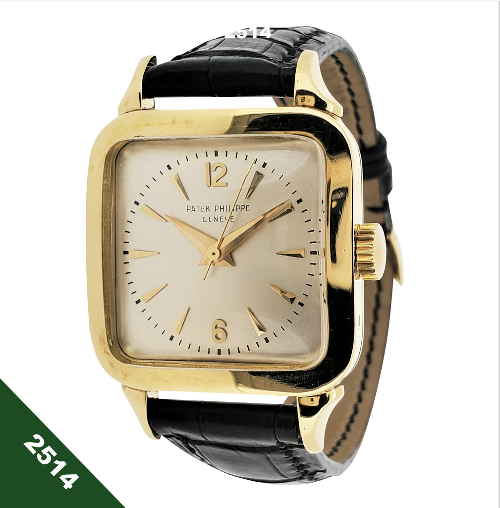 Patek Philippe 2514; square cushion curved shaped watch with Bookend Lugs; Circa 1951