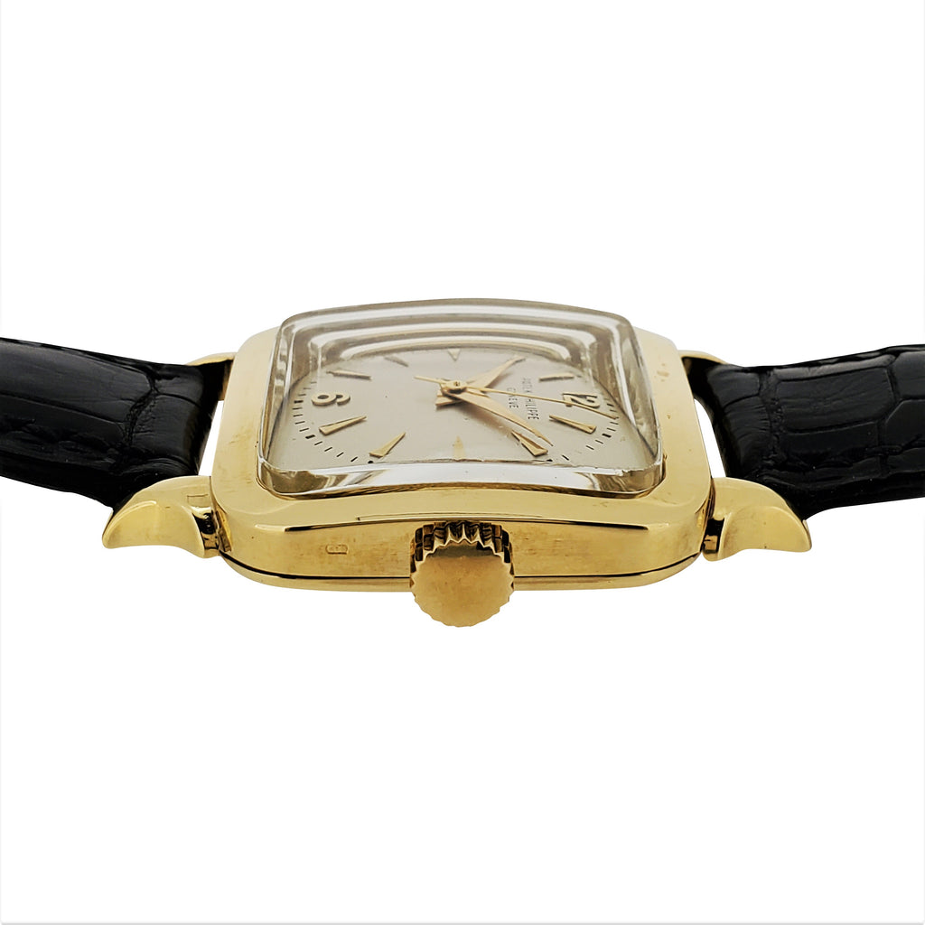 Patek Philippe 2514; square cushion curved shaped watch with Bookend Lugs; Circa 1951