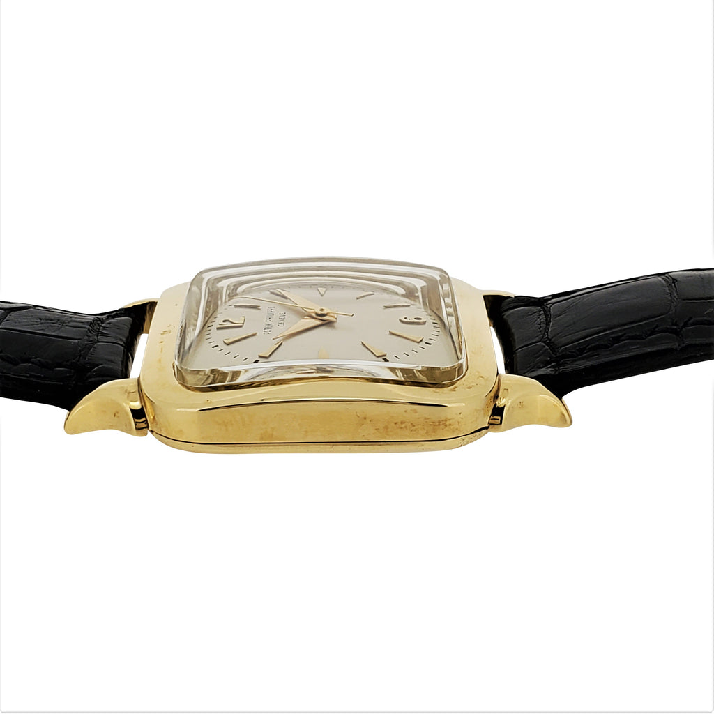 Patek Philippe 2514; square cushion curved shaped watch with Bookend Lugs; Circa 1951