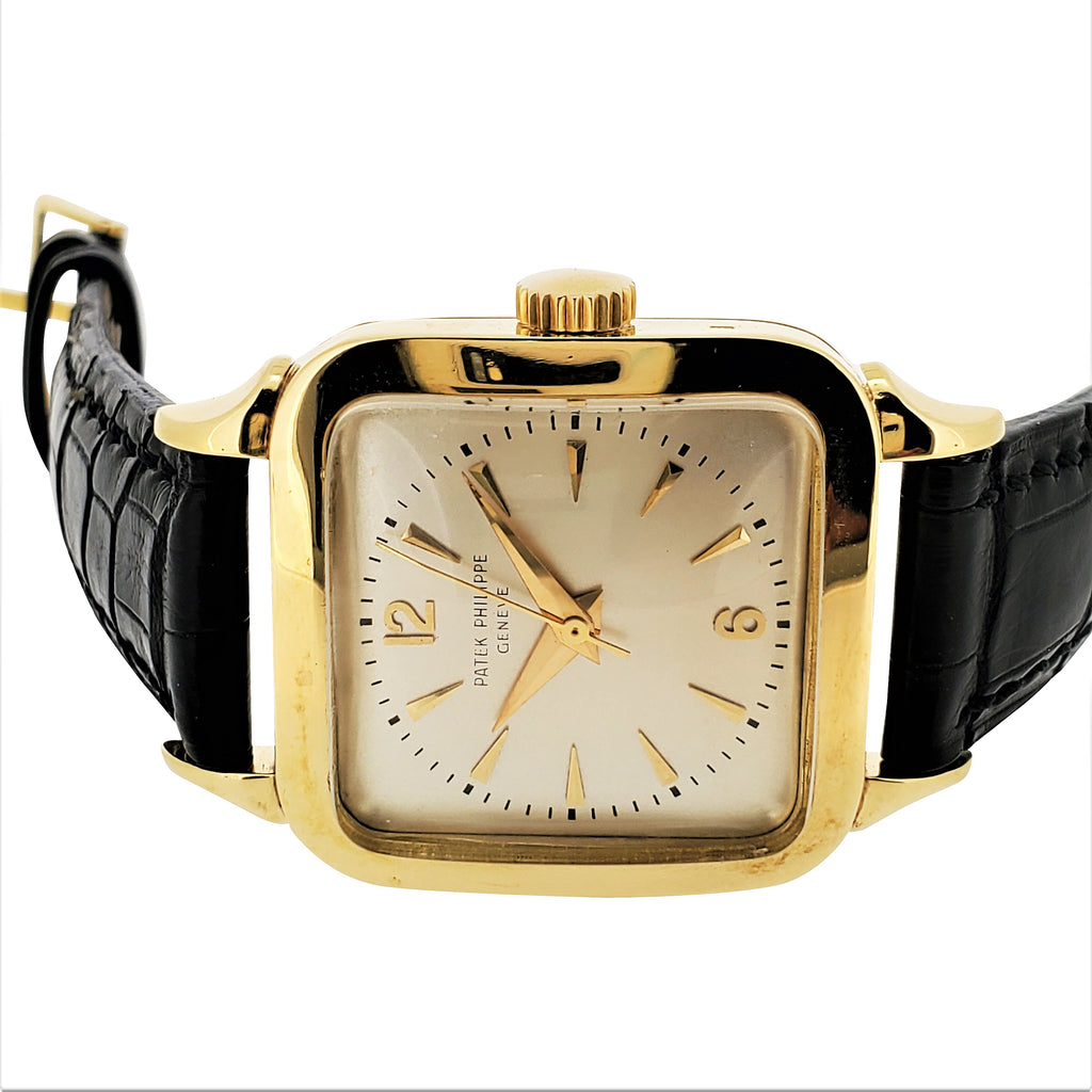 Patek Philippe 2514; square cushion curved shaped watch with Bookend Lugs; Circa 1951