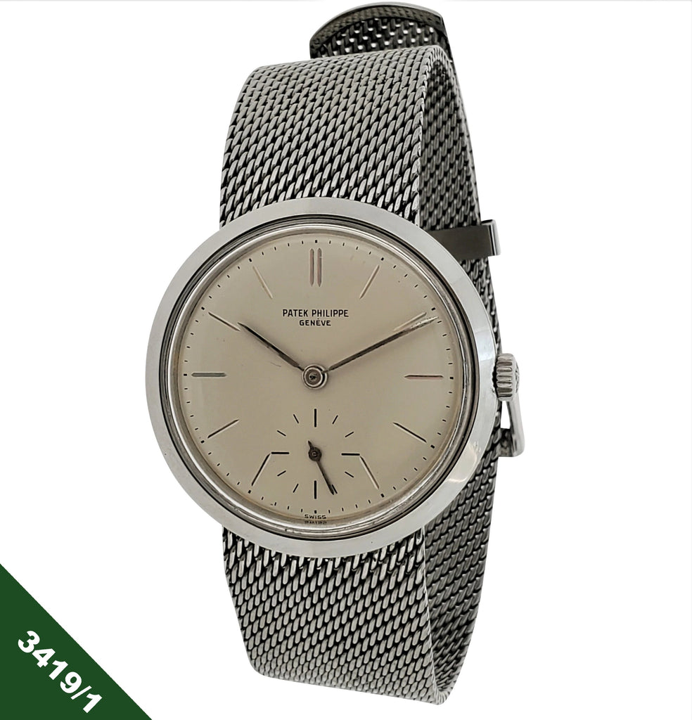 Patek Philippe 3419/1A ; Vintage water resistant stainless steel Calatrava Watch circa 1960