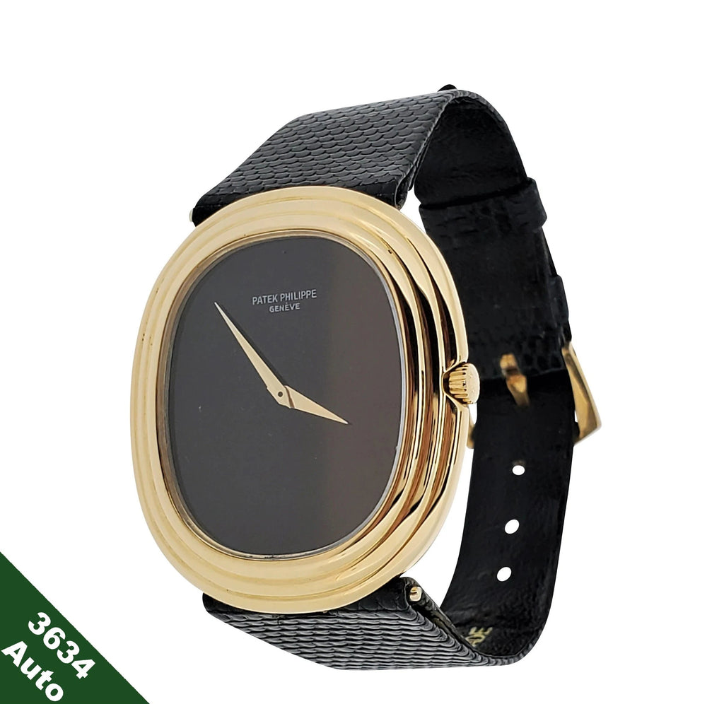 Patek Philippe 3634J Vintage Automatic Black Onyx Dial Triple Stepped Ellipse watch circa 1977