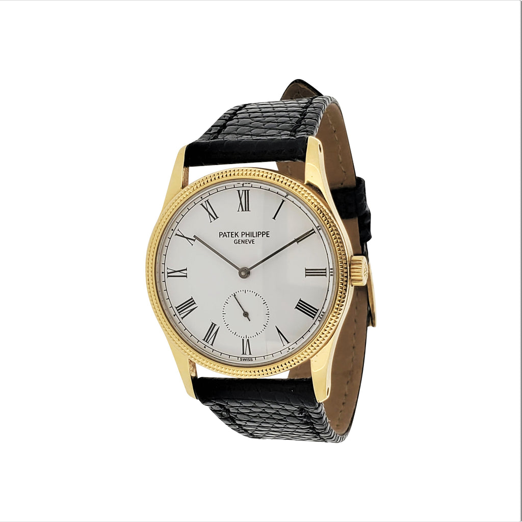Patek Philippe 3796D Calatrava Watch 18K Gold water resistant  hobnail bezel, Circa 1990