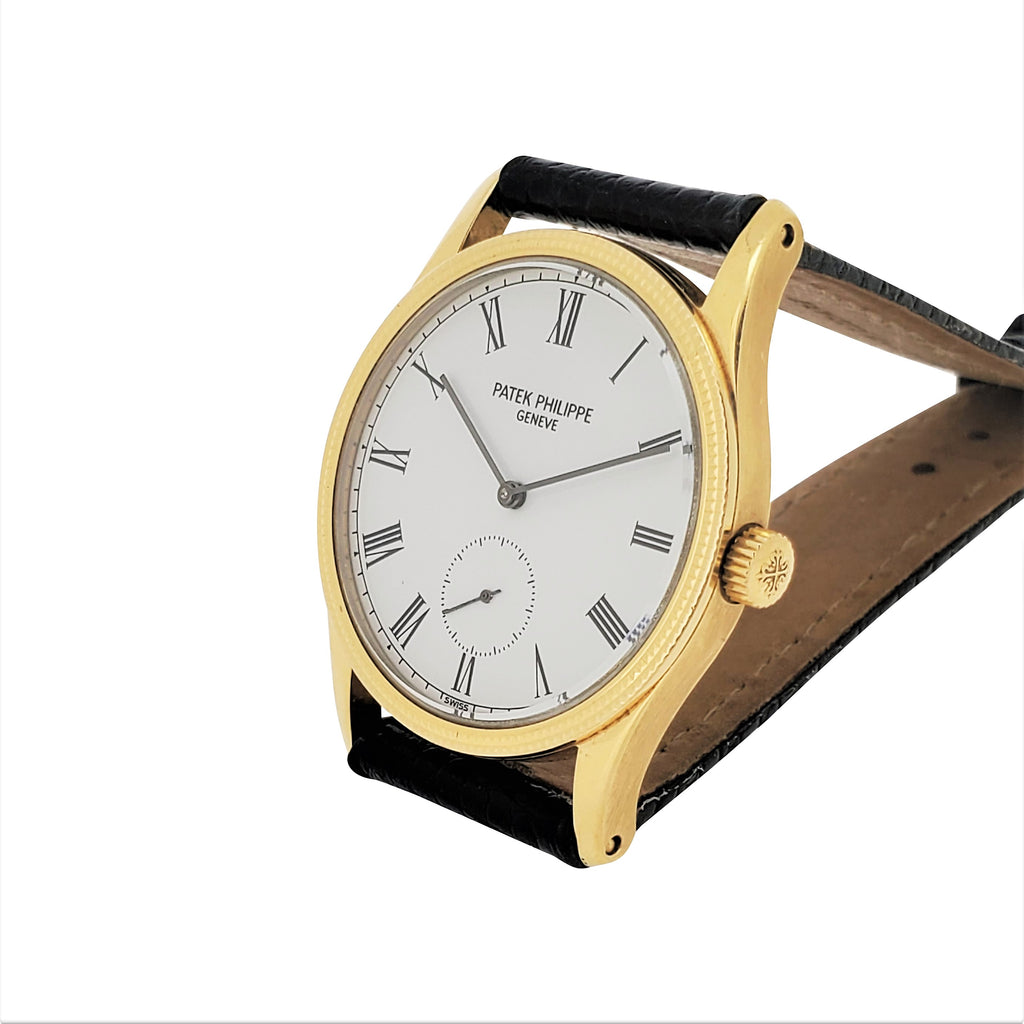 Patek Philippe 3796D Calatrava Watch 18K Gold water resistant  hobnail bezel, Circa 1990