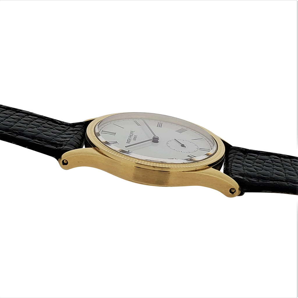 Patek Philippe 3796D Calatrava Watch 18K Gold water resistant  hobnail bezel, Circa 1990