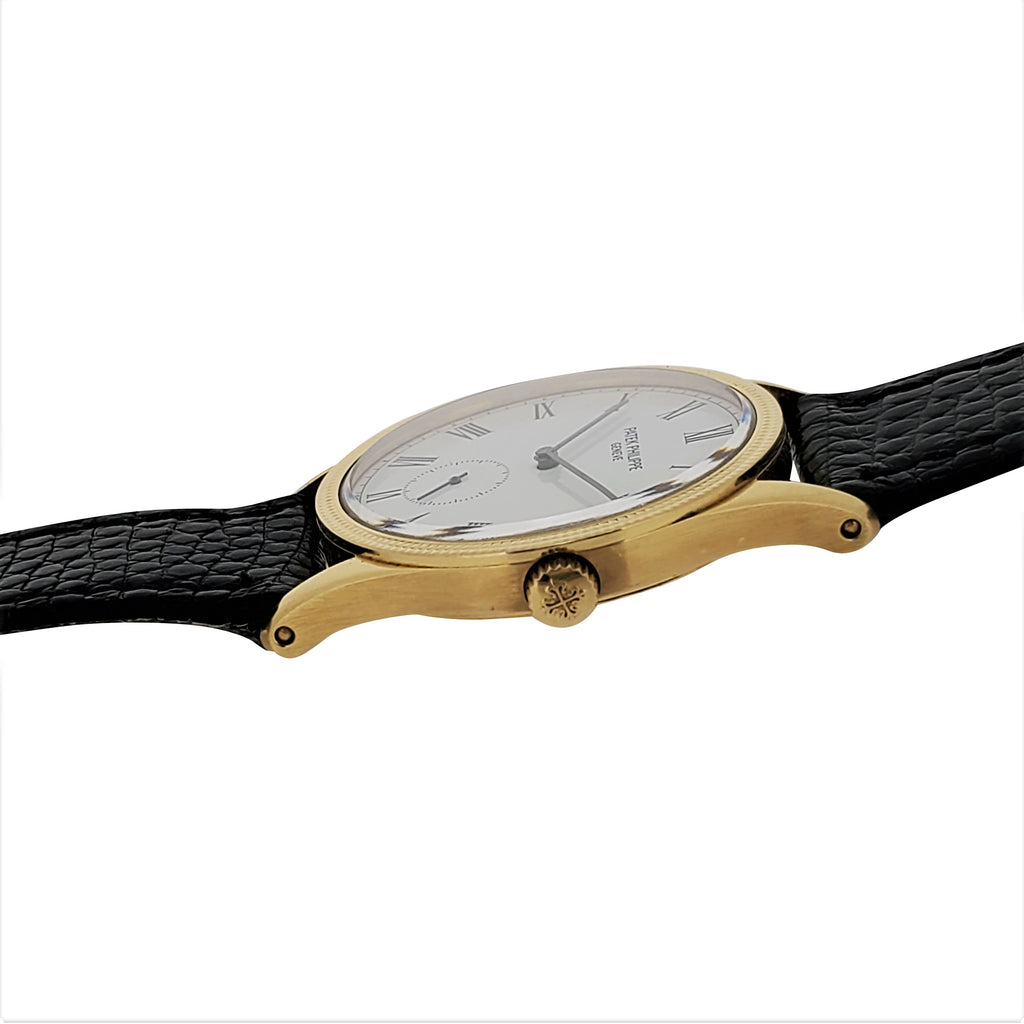 Patek Philippe 3796D Calatrava Watch 18K Gold water resistant  hobnail bezel, Circa 1990