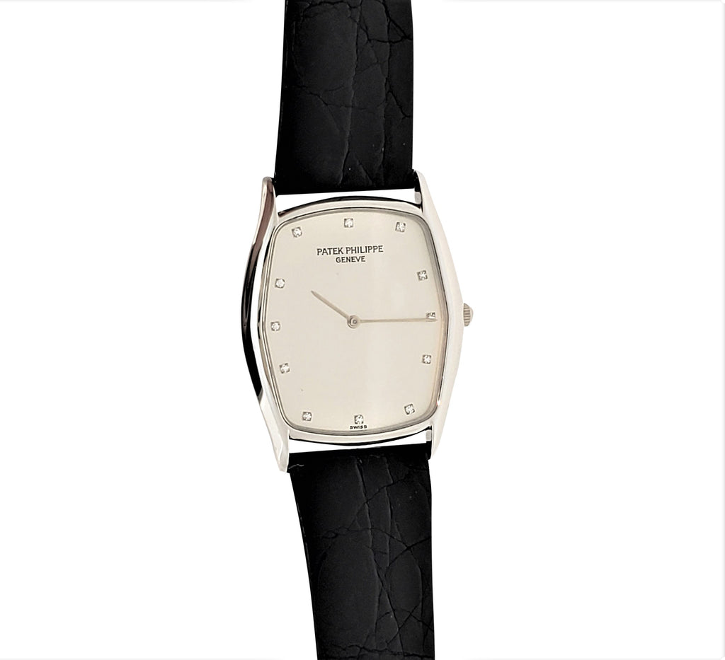 Patek Philippe 3842P Platinum Tonneau shaped Dress Watch, Circa 1992
