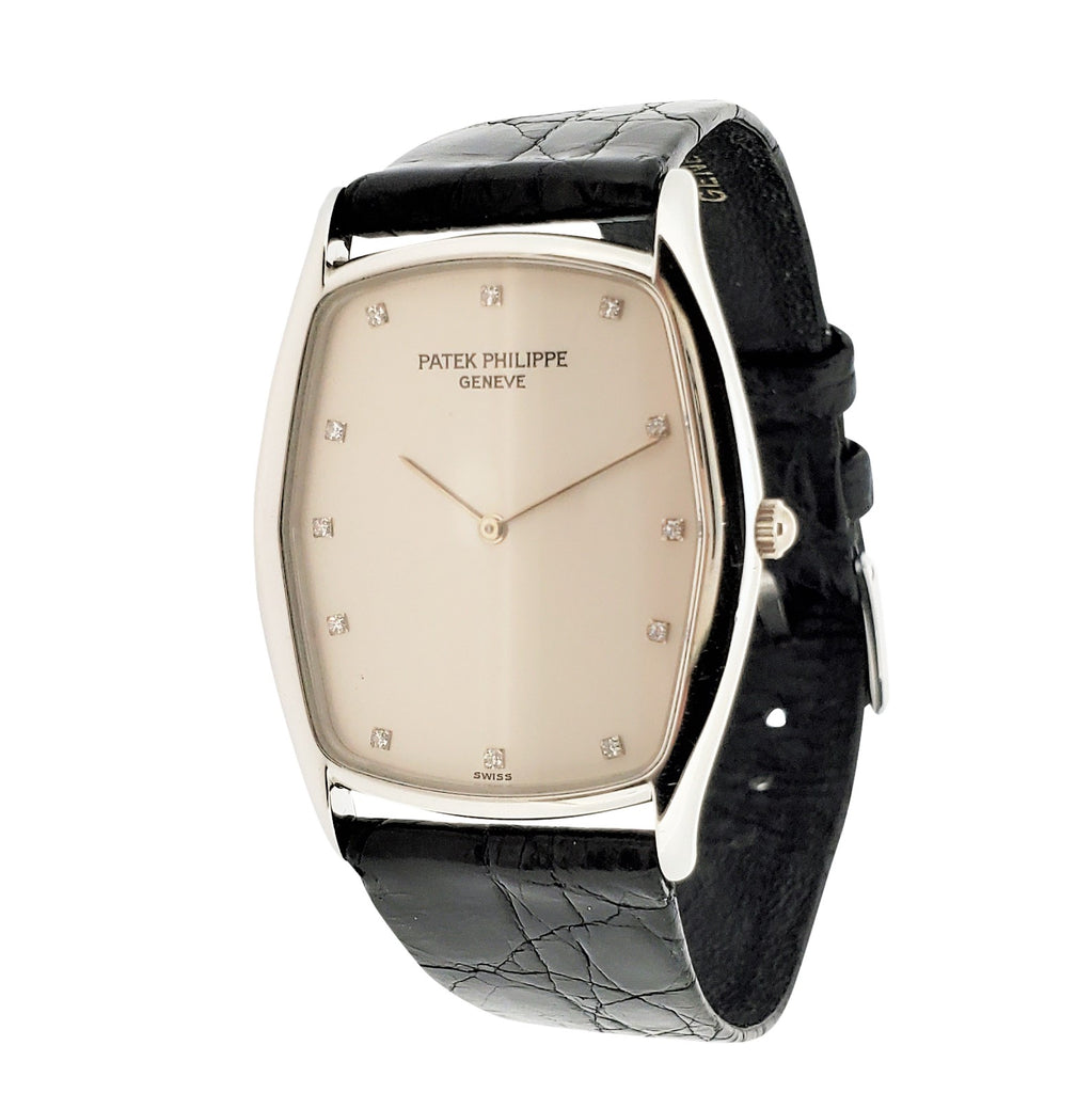 Patek Philippe 3842P Platinum Tonneau shaped Dress Watch, Circa 1992