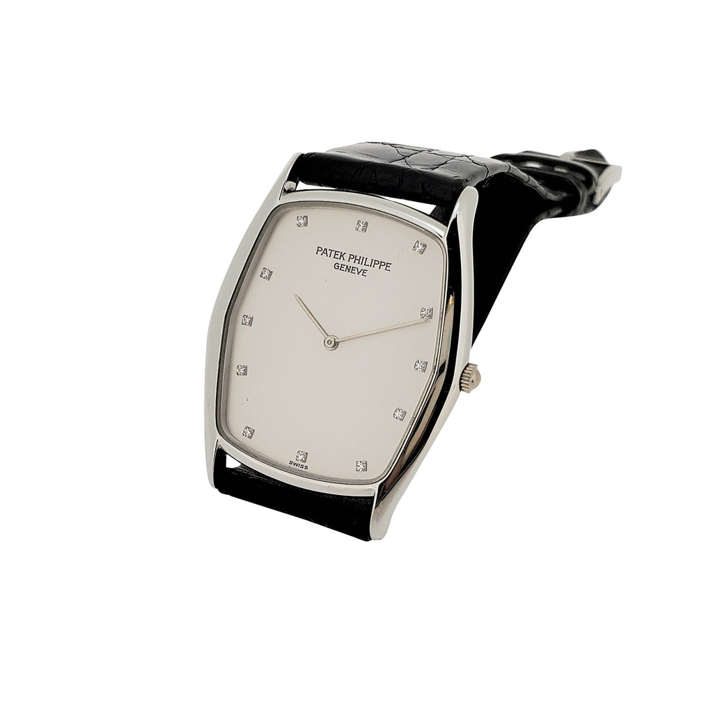 Patek Philippe 3842P Platinum Tonneau shaped Dress Watch, Circa 1992