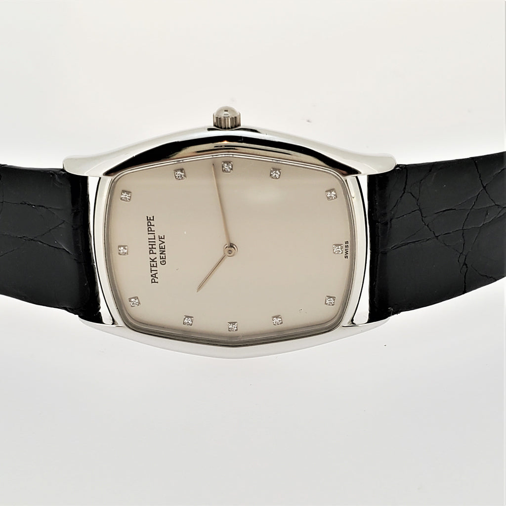 Patek Philippe 3842P Platinum Tonneau shaped Dress Watch, Circa 1992