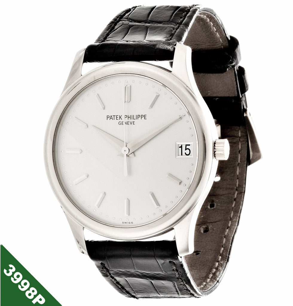 Patek Philippe 3998P Automatic Platinum Calatrava Watch circa 1999