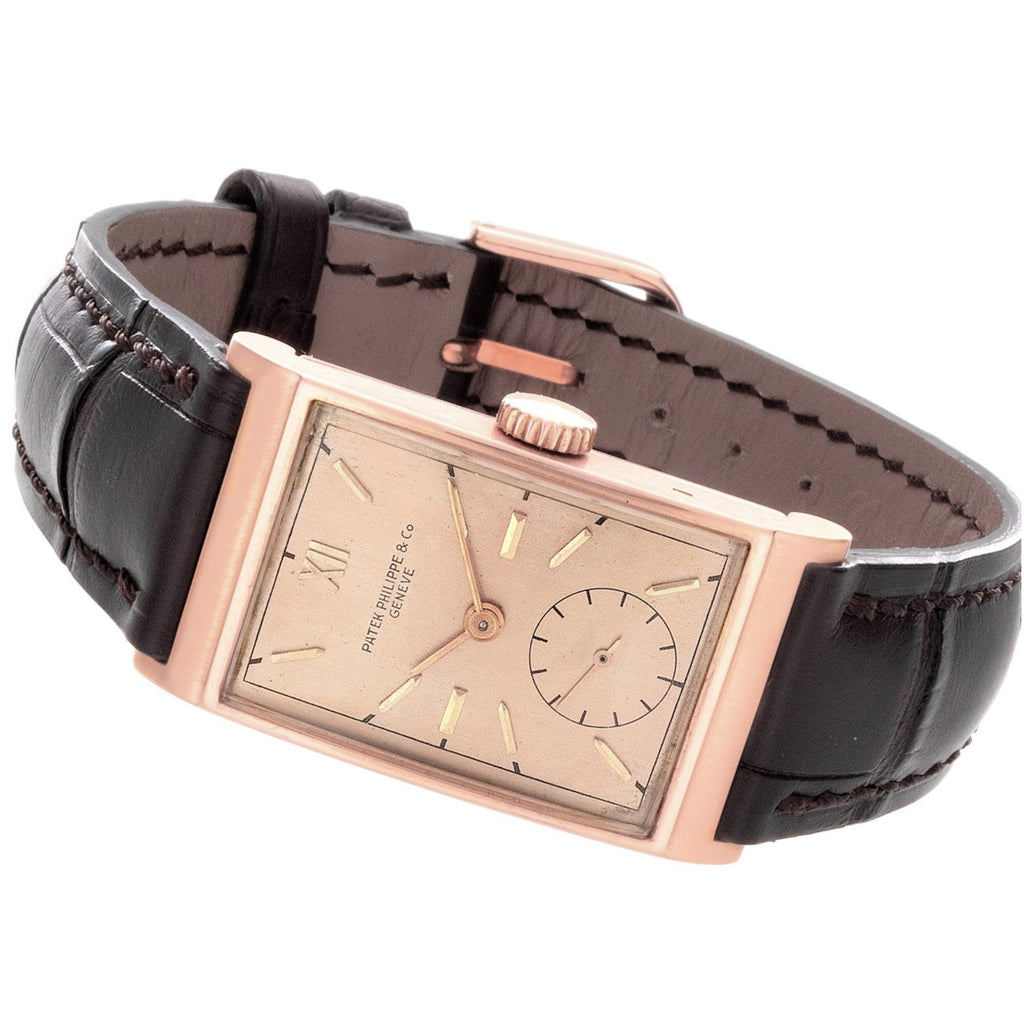 Patek Philippe 1442R Vintage Art Deco Rectangular Rose gold Watch circa 1941