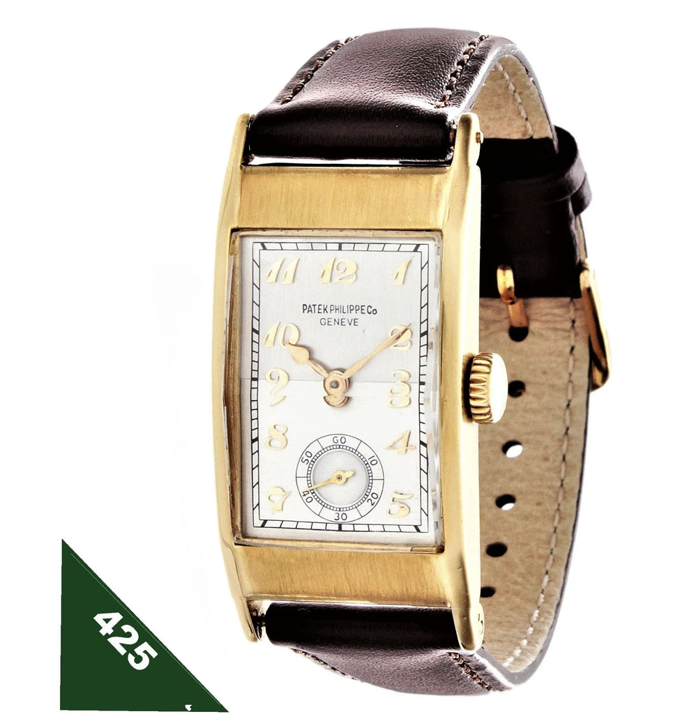 Patek Philippe 425J Vintage Iconic Art Deco "Tegolino" Watch with Breguet Dial, Circa 1950's