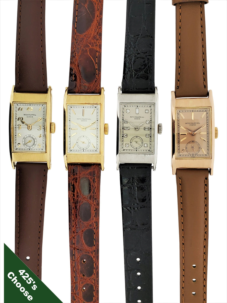 Patek Philippe 425J Vintage Iconic Art Deco "Tegolino" Watch with Breguet Dial, Circa 1950's