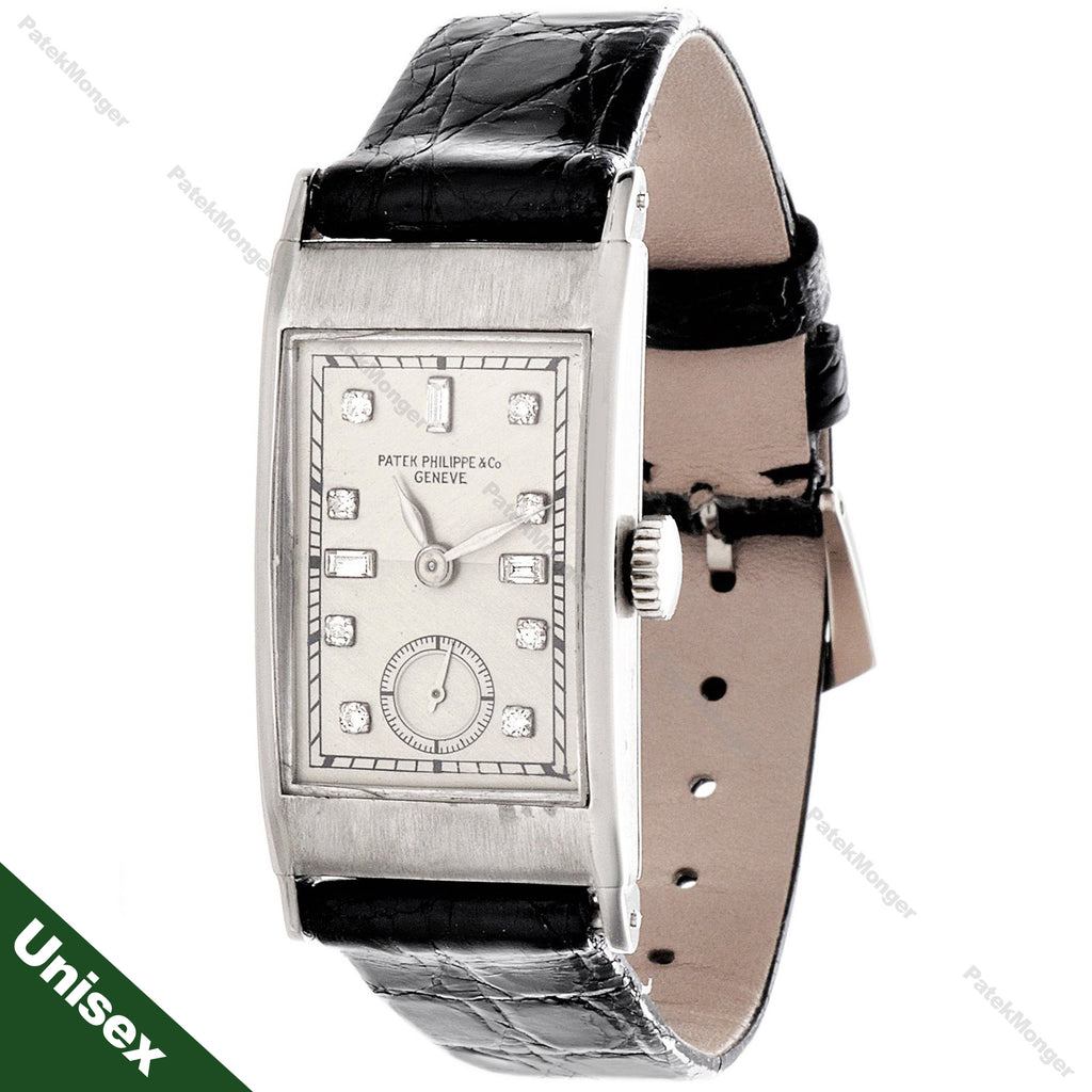Patek Philippe 425P Vintage Iconic Tegolino Platinum Art Deco Watch Circa 1937