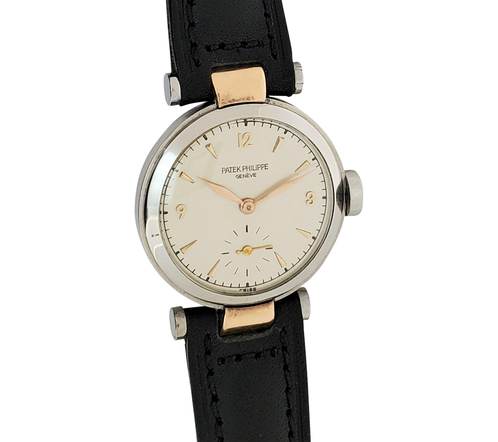 Patek Philippe 453AR Rare Stainless Steel & Rose Gold Calatrava Watch circa 1928