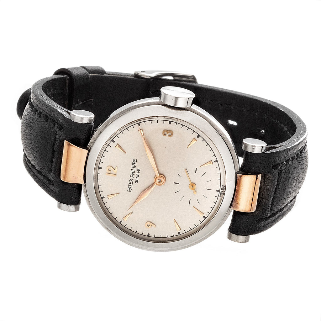 Patek Philippe 453AR Rare Stainless Steel & Rose Gold Calatrava Watch circa 1928