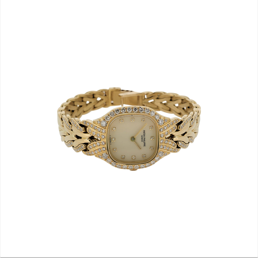 Patek Philippe 4815/3J; Cushion shape "La Flamme" diamond set Ladies bracelet watch, Circa 1990'S