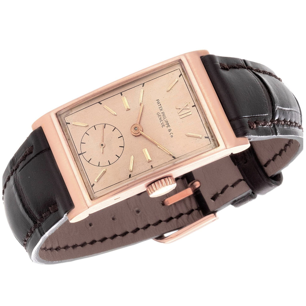 Patek Philippe 1442R Vintage Art Deco Rectangular Rose gold Watch circa 1941