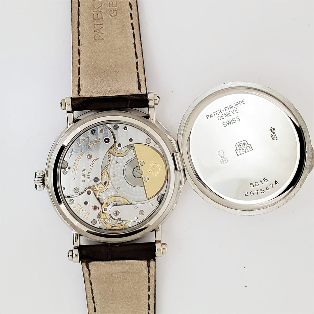 Patek Philippe 5015G Officers Case White Gold Complicated Watch circa 1997