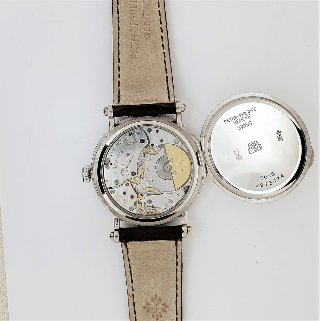 Patek Philippe 5015G Officers Case White Gold Complicated Watch circa 1997