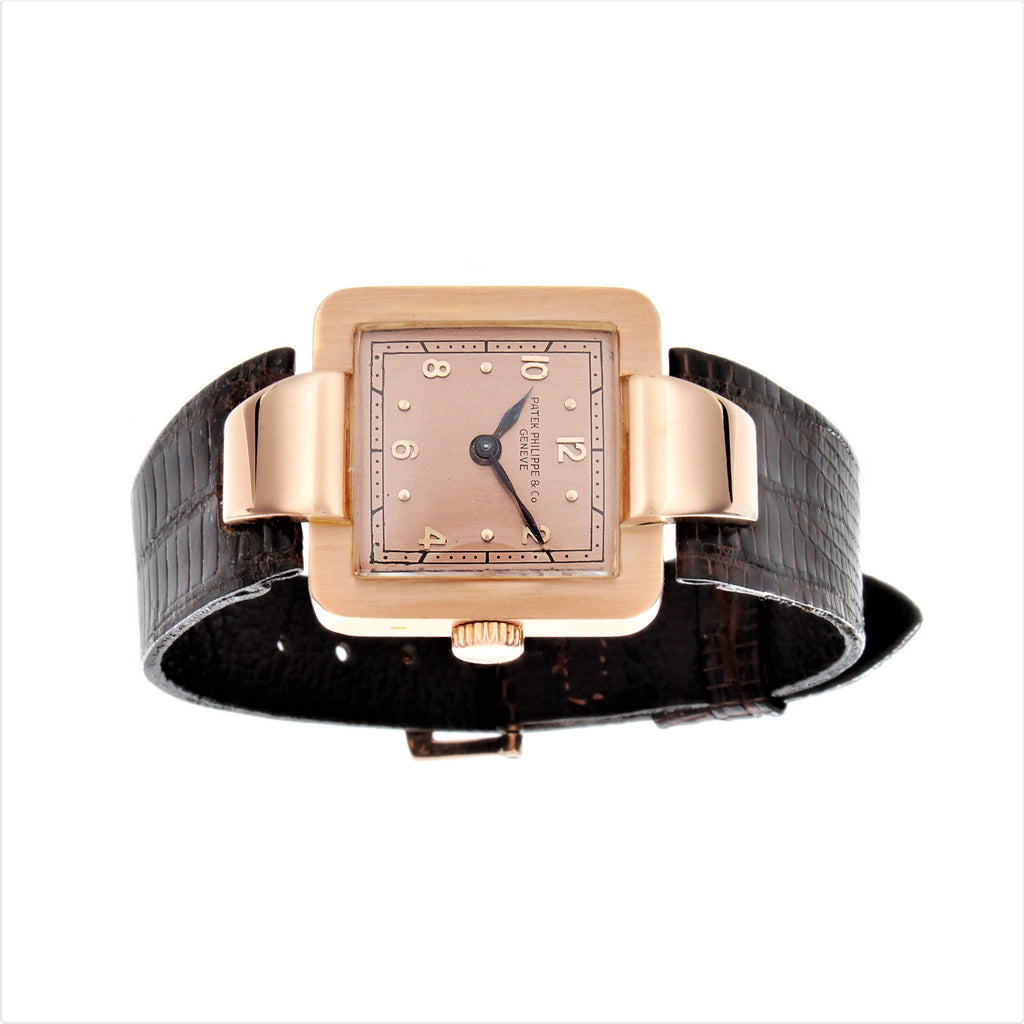 Patek Philippe 566R Vintage Rose gold Dramatic square shaped Art Deco Watch, Circa 1940