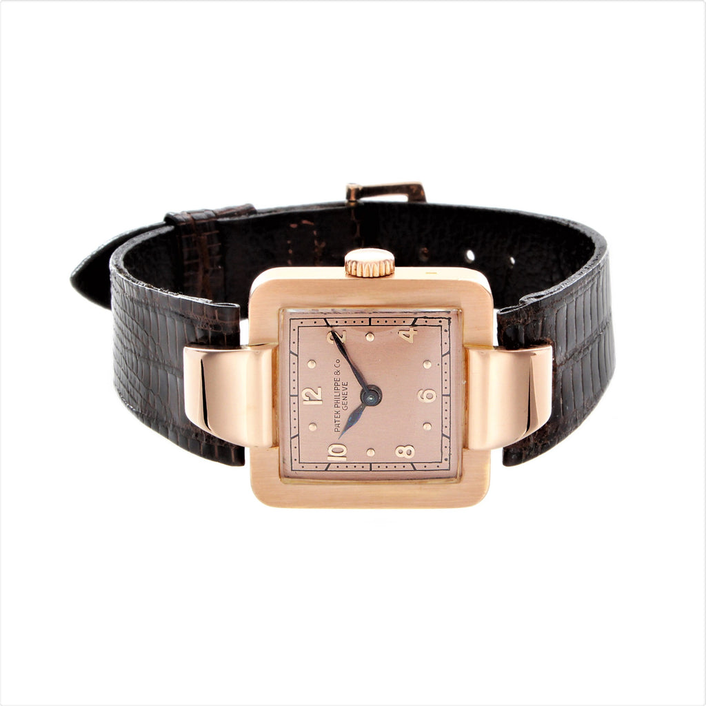 Patek Philippe 566R Vintage Rose gold Dramatic square shaped Art Deco Watch, Circa 1940