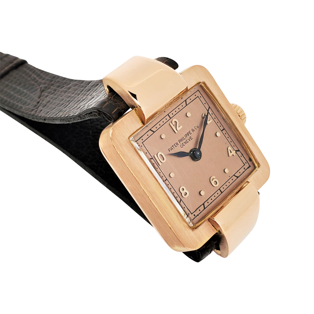 Patek Philippe 566R Vintage Rose gold Dramatic square shaped Art Deco Watch, Circa 1940