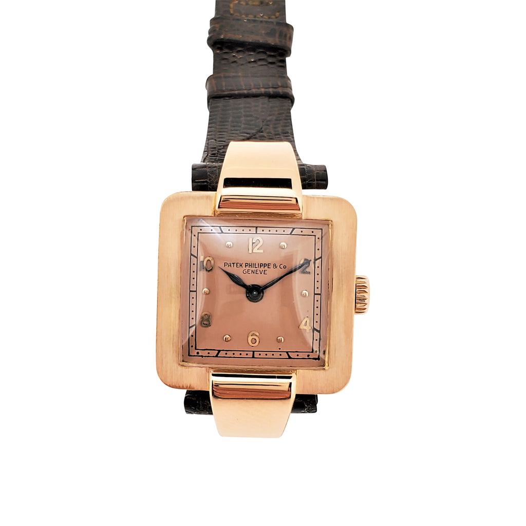 Patek Philippe 566R Vintage Rose gold Dramatic square shaped Art Deco Watch, Circa 1940