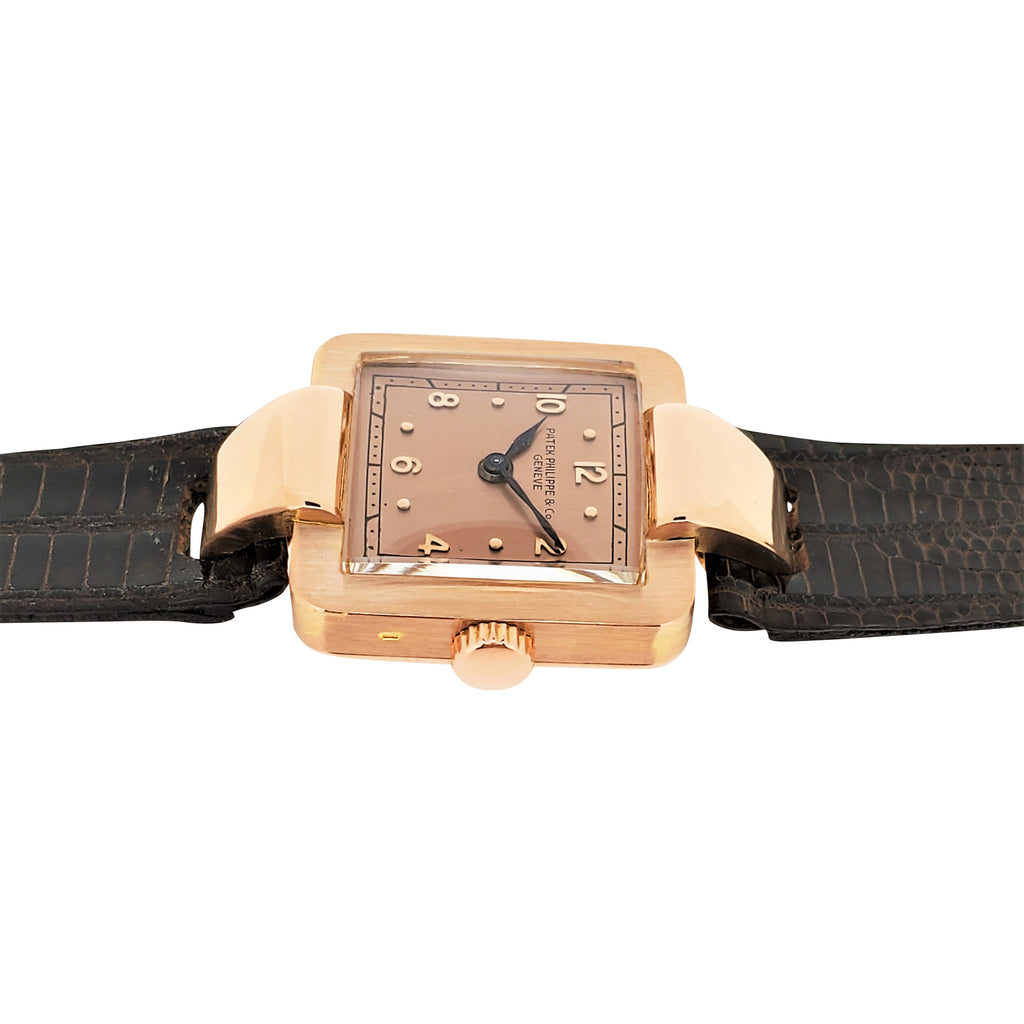 Patek Philippe 566R Vintage Rose gold Dramatic square shaped Art Deco Watch, Circa 1940